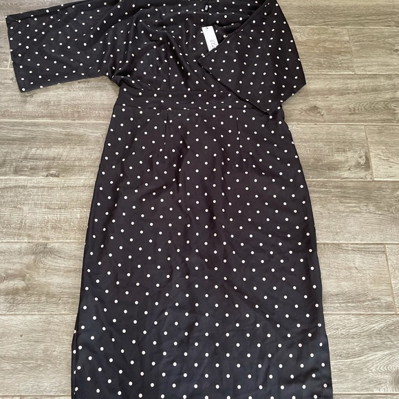 NWT Closet London Polka Dot Kimono Sleeve Midi Dress - Picture 2 of 7